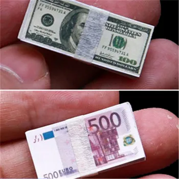 1/12 méretarányú Kreatív Mini Dollár Euro Pénzt Miniatűr Bankjegyek Gyermek Játékok, Ajándékok Babaház Miniatűr Tartozékok