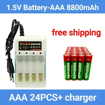 1,5 V-os AAA 8800mah Alkáli Elem AAA újratölthető akkumulátor Távirányító, Játék Batery Füst stb + töltő