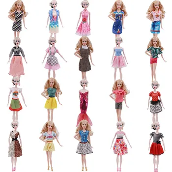 1 Állítsa a Divat Többszínű Ruha Ruha Ing, Farmer Rács Szoknya Napi Viselet Kiegészítők, Ruhák Barbie Baba