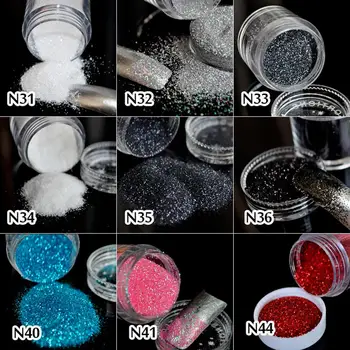 1 Üveg 16 Típusú Akril UV Nail Art Glitter Por Tippek Dekoráció
