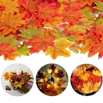 100/200/300 db Mesterséges Maple Leaf Vegyes Színű 8cm Esküvői Dekoráció Mesterséges Növények Fotó Jelenet Kellékek