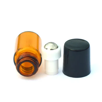 100 2ml Mini Amber Roller Injekciós Üveg Újratölthető illóolaj Parfüm Minta Kis Roll-on Üveg Fekete Műanyag Kupak