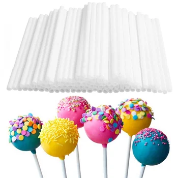 100-as Műanyag Lollipop Stick Biztonságos Fehér Torta Balek Botok Csoki, Cukor, Cukorka, Nyalóka DIY Penész Bakeware Eszköz