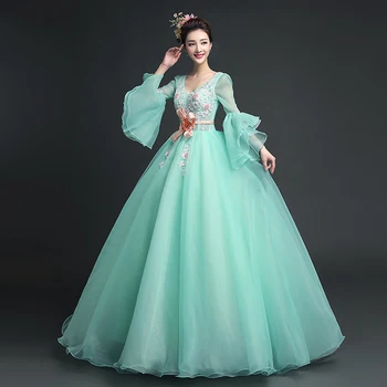 100% valódi teljes fodros ujjú világos zöld hercegnő középkori ruha Reneszánsz Ruhát Viktória királynő/Antoinette/ball ruha/Belle Labda