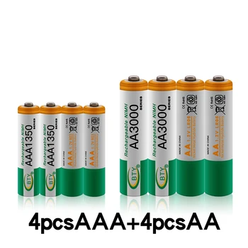 100% Új AAA akkumulátor 1350 mAh aaa rechageable akkumulátor NI-MH 1,2 V AA elem 1.2 V 3000mAh NI-MH AA-méretű Újratölthető Akkumulátorok