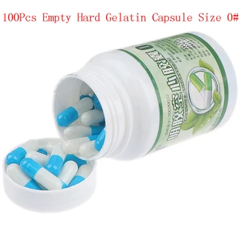 100/Üveg Üres, Kemény Zselatin Kapszula Mérete 0# Gél Gyógyszer, Vitamin Tabletta Személyes Egészségügyi Tabletta Esetekben Osztók