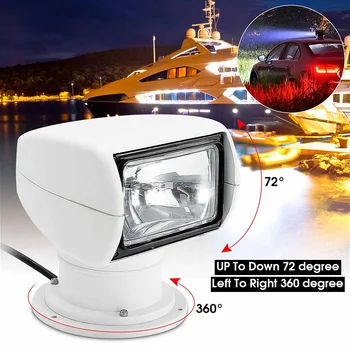 100W Tengeri Hajó Reflektorfénybe 360 Fokos Távirányító Vízálló LED Fényszóró Teherautó Off Road Autó, Hajó, Tengeri Vezetői Fény