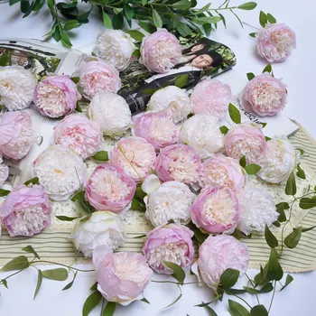 10db Mesterséges Bazsarózsa Fej Selyem Rózsa Diy Virág Fal Anyaga Esküvői Kiegészítők, Ajándék Doboz, művirágok