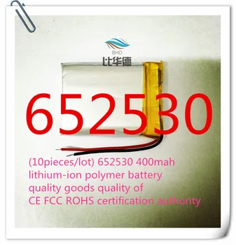 (10pieces/lot) 652530 400mah lítium-ion polimer akkumulátor minőségi áruk, minőségi CE, FCC, ROHS tanúsító hatóság