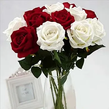 11pcs Romantikus Rose Mesterséges Virág DIY Piros, Fehér, Selyem Hamis Virág a Fél Haza Esküvői Dekoráció Valentin Nap