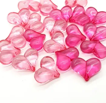 12db Rózsaszín akril gyöngyök 24*19mm candy barack színű szív alakú medál, gyöngyök 1 lyuk perforált DIY kézzel készített ékszerek, kiegészítők