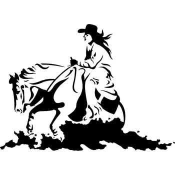15.3 cm*11cm Cowgirl Rodeó Ló Western Cowboy Divat Vinil-Autó-Stílus Matrica, Matrica Fekete/Ezüst S6-2808