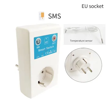 16A Smart Socket EU-Csatlakozó GSM SMS Vezérlés SMS/APP/Ingyenes Hívás Control Hőmérséklet-Érzékelő vezérlő a 2G SIM-kártya