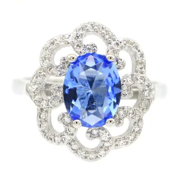 17x15mm Gyönyörű 3.2 g Létrehozott Gazdag Kék Ibolya, Tanzanite CZ Menyasszony Esküvői Ezüst Gyűrűk Nagykereskedelmi Csepp Szállítás