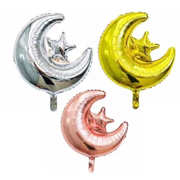 18 centis Kerek Eid Mubarak Fólia Lufi Hajj Mubarak Dekorációk, Csillag, Hold, Héliumos lufi Ramadan Kareem Eid Al-Fitr Kellékek