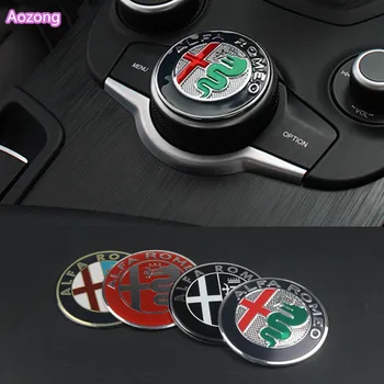 1db Autó Belső Felszerelés Multimédia Gomb Dekoráció-Gyűrű Borító matrica Az Alfa Romeo Giulia Stelvio 2017 Autó stílus tartozék