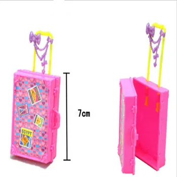 1db hiah minőségi Játék Ház, Rózsaszín Műanyag 3D Utazás a Vonat Bőrönd Poggyász Barbie-Baba