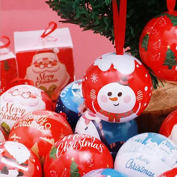 1db Karácsonyi Édesség Box Zsák Tinplate Labdát Candy Jar Gyerekek Ajándék Csomagolás Doboz karácsonyfa Lógó Díszek Navidad Új Év 2022