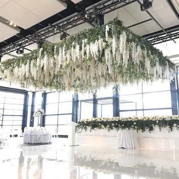 1DB Mesterséges Selyem Virág lila Akác Szőlő Hortenzia String-lakberendezés Esküvő DIY Mennyezeti Dekoráció Falra