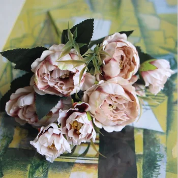 1db/sok Bazsarózsa Selyem művirág Csokrot 8 fejét A Menyasszony Otthon Esküvői Dekoráció Európai Váza Asztal Elrendezés Virágok