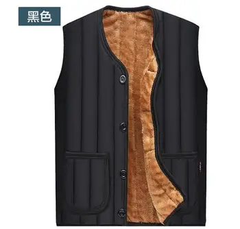 1db/sok kínai stílusú Kabát Férfi Ujjatlan Mellény, télen gyapjú o-nyak alkalmi téli mellény férfi egysoros mellény