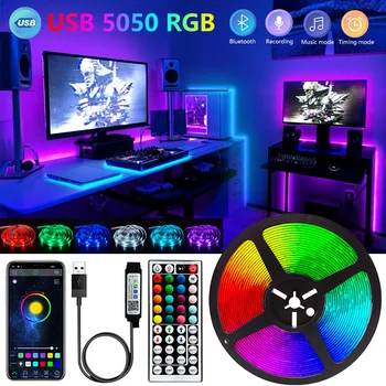 1M 2M 3M 5M-10M Bluetooth USB 5V-os LED Szalag Lámpa RGB Flexibilis LED Lámpa Szalag Szalag RGB TV Asztal Képernyő Háttérvilágítás Dióda Szalag