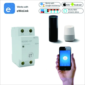 1P+N Din Sín WiFi Megszakító Okos Időzítő Kapcsoló Relé Távirányító által eWeLink APP Munka a Smart Home Alexa, a Google Haza