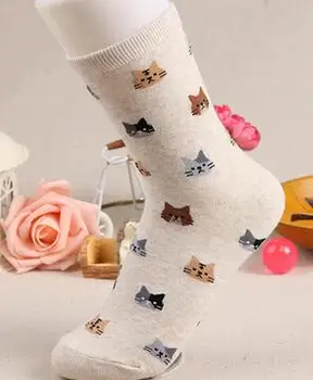 1pair/sok koreai stílus nő macskával pamut zokni alkalmi puha zokni 4colors
