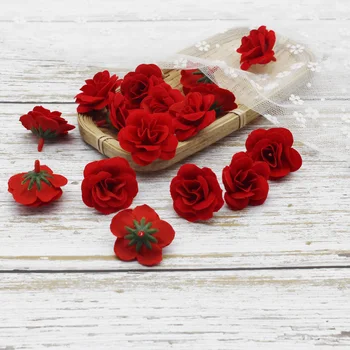 20 Darab Selyem rózsa fejét mesterséges virág A haza esküvői dekoráció kiegészítők scrapbooking DIY Ajándék doboz, csomagolás accessori
