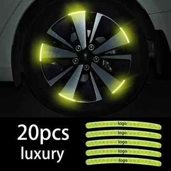 20 db/készlet egyedi logó autó kerék matricák biztonsági figyelmeztető jelek, magas fényvisszaverő autó külső motorkerékpár kerékpár gumi st