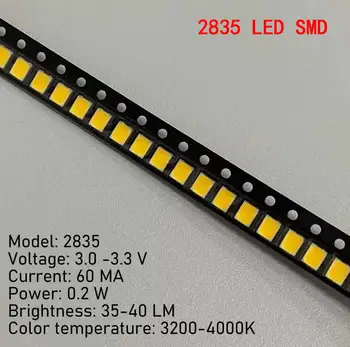 200pcs SMD LED-2835 Fehér Chip 0,5 W 3V 6V 9V 18V 50-55LM Ultra Fényes Felületre Szerelhető LED-Fénykibocsátó Dióda Lámpa 3200-4000k