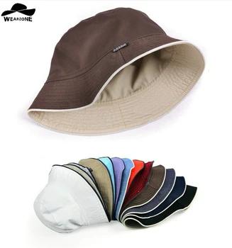2016 sima vödör kalapok a férfiak reverzibilis két oldalról lehet viselni 100% pamut nap bob kap kényelmes chapeu halász kalap
