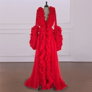 2021 Fodor Menyasszony Hálóruházat Köntös Övvel Legújabb Többszintű Tulle Szexi V Nyakú Hosszú Ujjú Egyedi Női Hálóruha Pizsama