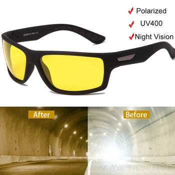 2021 NewPolarized Napszemüveg Sárga Lencse éjjellátó napszemüvegek Vezetés Védőszemüveg Anti-vakító Nap szemüveg Férfiak Nők