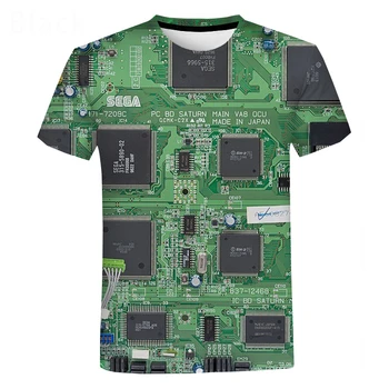 2021 új elektronikus chip hip-hop T-shirt a férfiak, mind a nők 3D nyomtatás gép túlméretezett póló Harajuku stílus rövid ujjú