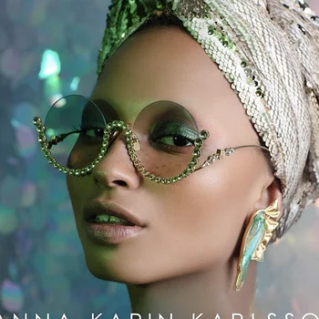 2021 Új Női Szemüveg Divat Napszemüveg Gyémántokkal Nagy Kerek Fém Keret Női Retro Punk Napszemüvegek