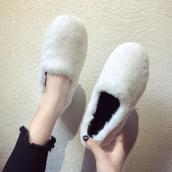 2021 Őszi-téli kívül viselni egy kengyelbe koreai változata a plüss női gyapjú cipő 2528