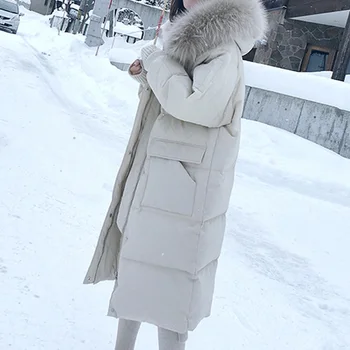 2022 új téli női megvastagodott hosszú kabát alkalmi laza szőrös kapucnis tömör, vastag, meleg hóval hosszított kabát divat trend