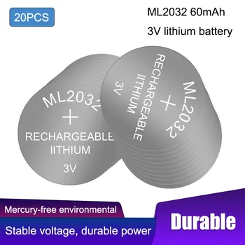 20DB ML2032 Újratölthető gombelem 3V számítógép alaplap tartalék akkumulátor akkumulátor helyettesítheti CR2032