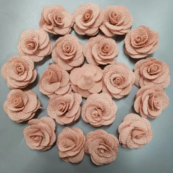 20Pieces/Zsák Pezsgő Rose Kézzel készített 3,5 CM Szövet Rose Pamut Ronggyal Virágot Kéz DIY Esküvői Csokor Virág Haj Tartozékok
