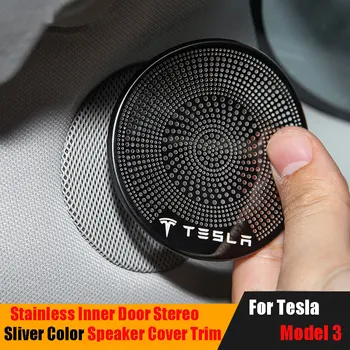 2DB Fekete Rozsdamentes acél Belső Ajtó Sztereó Hangszóró Fedezze Vágja A Tesla Model 3 2017-2021
