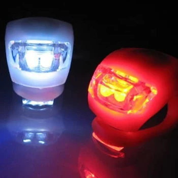 2db Vízálló Szilikon Mini Kerékpár LED Biztonságos Világítás Kerékpár Kerékpározás Figyelmeztetés Sürgősségi Első Hátsó Farok Lámpa Piros, Fehér,