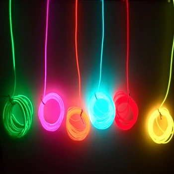 2m/3m/5M 3V Rugalmas Neon Fény, Ragyogás EL drótkötél cső Kábel Szalag LED Neon Fény Cipőt, Ruhát, Autót fél dekoratív vezérlő