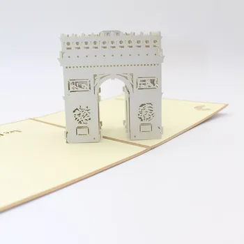 3D Lézer Vágott Kézzel készített Gyönyörű Retro Diadalív Papír Meghívó, Üdvözlő Képeslap Üzleti Kreatív Ajándék, Souvenir