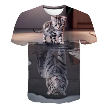 3D-s nyomtatási állat, macska/tigris menő, érdekes póló nyári felső póló-férfi O-nyakú, rövid ujjú divat férfi felső
