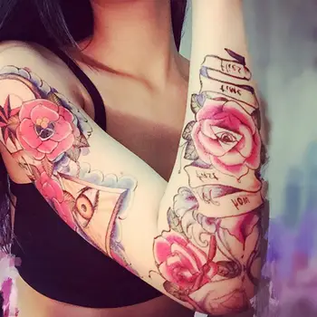 3D Szexi Virág Ideiglenes Tetoválás, A Body Art Festmény, Kar, Láb Tetoválás Matrica Reális Hamis Fekete Rózsa Vízálló Tetoválás