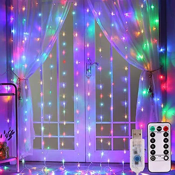 3M LED Tündér String Fények Függöny Garland USB-Girland Távoli Karácsonyi Dekoráció Otthon Új Évet Lámpa, Ünnepi Dekoráció