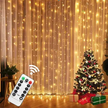 3M LED tündérfény Garland Led Girland Függöny Lámpa Távirányító USB Függöny String Fények, Karácsonyi Dekoráció Otthon