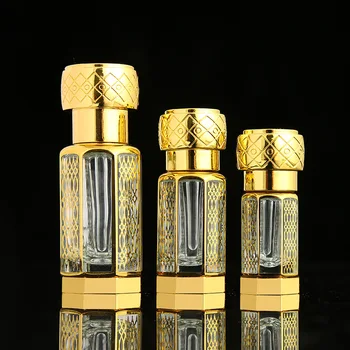 3ML 6ML 12ML Parfümös Üveg Kristály Üveg Arany Luxus Újratölthető Illóolajok Üveg Napfürdő Folyékony Üveg Tartályokban