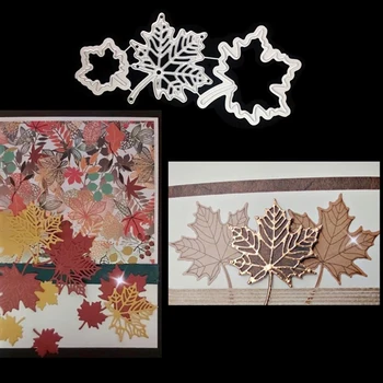 3PCS Maple Leaf fémforgácsolási Meghal Scrapbooking Stencil DIY Dekoratív Dombornyomás Kézműves Meghalni Darabok Kártyát, Hogy Új Meghal A 2021